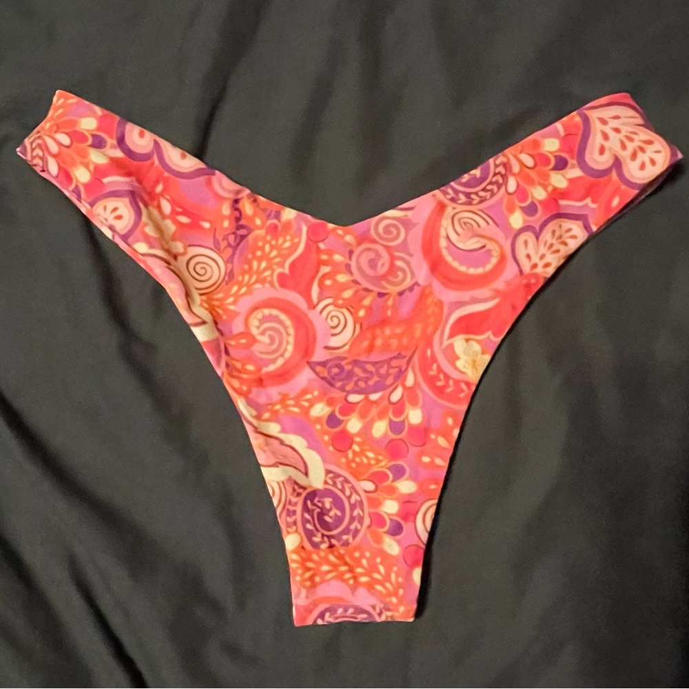 Kulani Kinis Swirl Pattern Bikini Top and Bottom in Pink and Orange